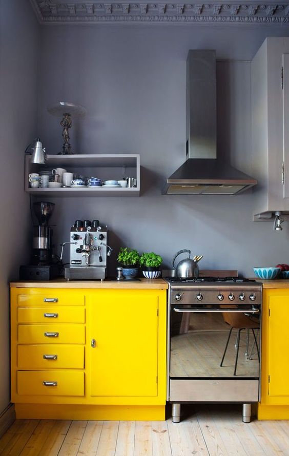 decor cinza - cozinha cinza e amarela 2